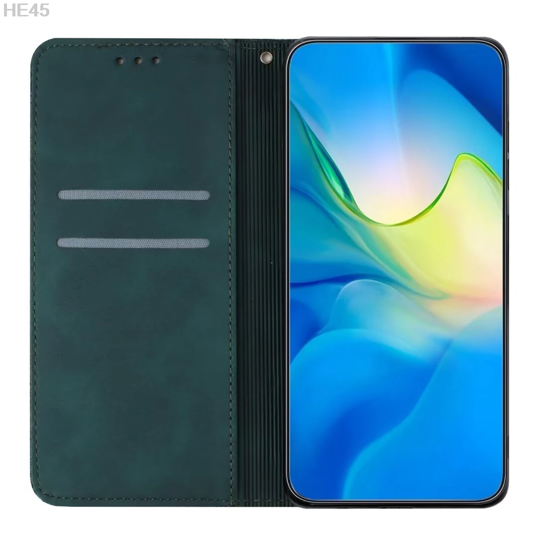 Vintage Magnetic Leather Wallet Phone Case with Flip Stand and Book Cover Design