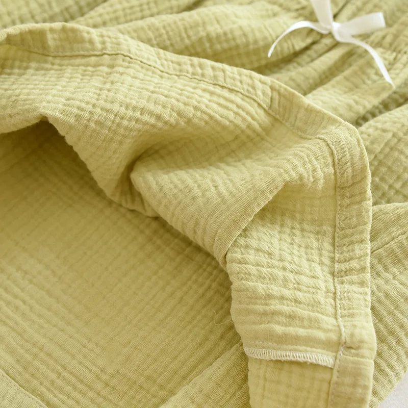 2023 New Summer Women's Pajama Set 100% Cotton Crepe Vest+Shorts Two Piece Set Ladies Green Solid Lace Cute Home Fur Girls