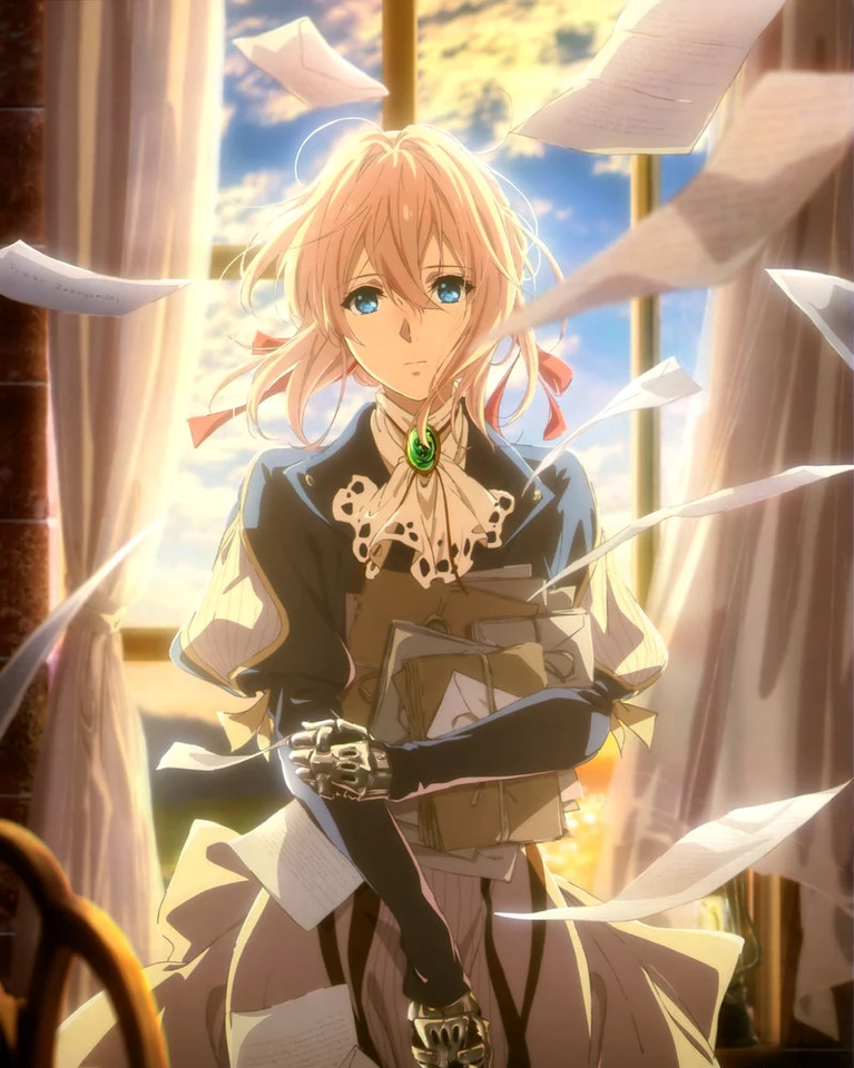STANG Collana Cosplay Violet Evergarden – Ciondolo In Pietra Verde Con Corda, Accessorio Fan In Sacchetto Regalo