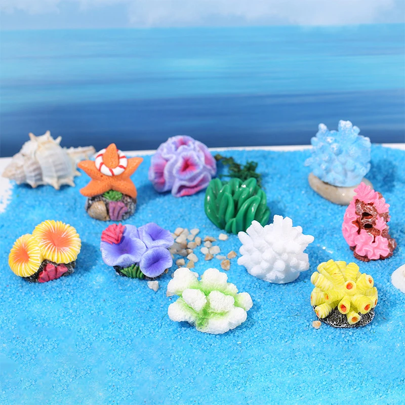 

1PC Mini Resin Simulated Coral Seaweed Aquarium Fish Tank Decoration Craft Miniature Figure Ornament For Garden Micro Landscape