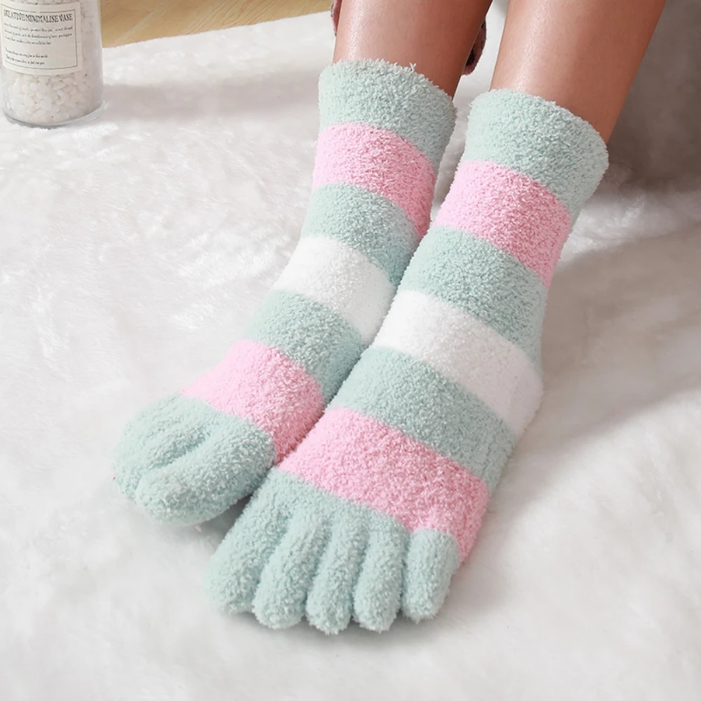 

Yoga Socks with Grips for Women Five Fingered Yoga Socks Multiple Colors Striped Sports Towel Socks