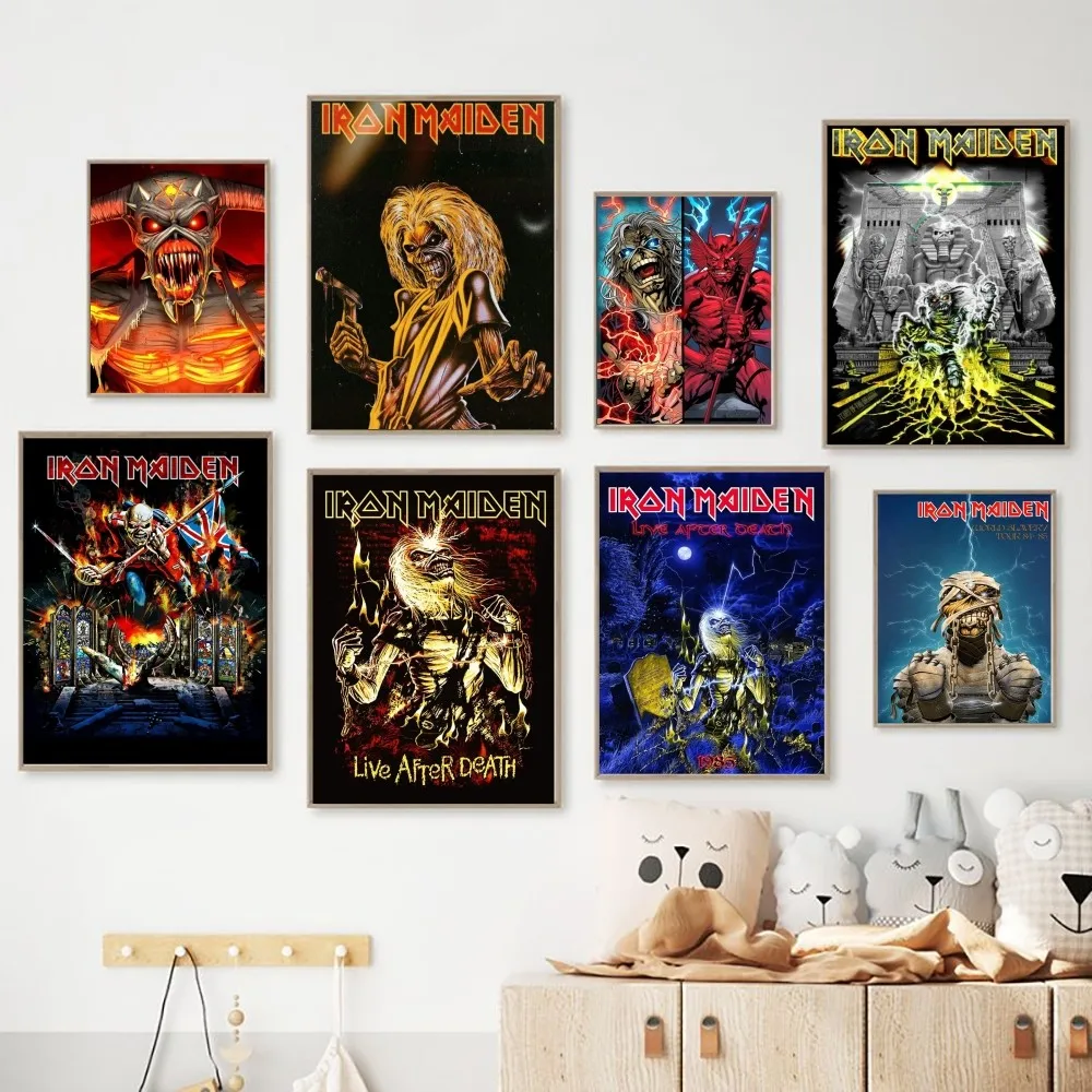 Grandi Immagini I-Iron-M-Maiden Killer Poster Arrotolato Carta Kraft Vintage Wall Art Study Arte Estetica Adesivi Murali Di Piccole Dimensioni