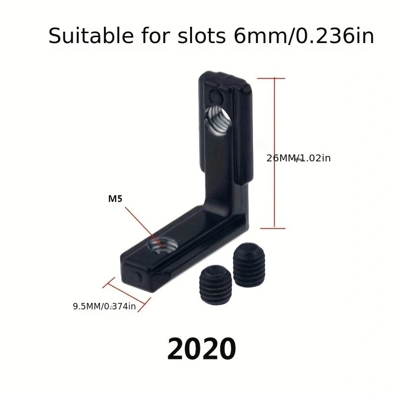 10sets 2020 Corner Bracket L-Type Internal Connectors With Screw for 2020 Series 6mm Slot Aluminum Extrusion Profile Accessories