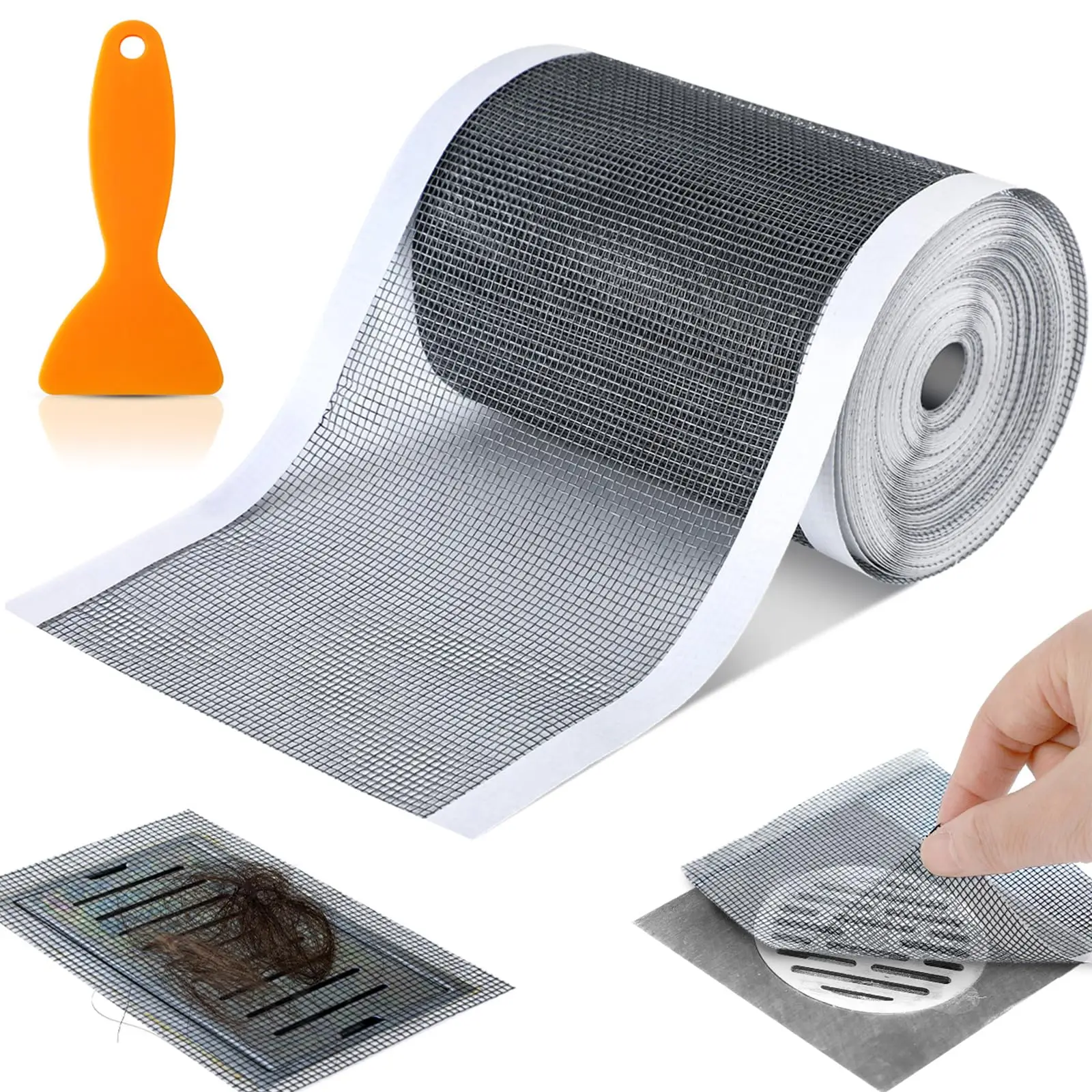 Disposable Shower Drain Hair Catcher Cutable Mesh Shower Drain Cover Stickers for Linear DIY Floor Screen
