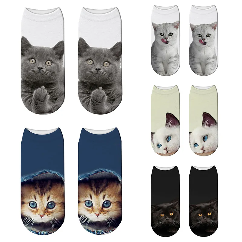 Calcetines tobilleros de algodón transpirable con estampado 3d_voghion.com