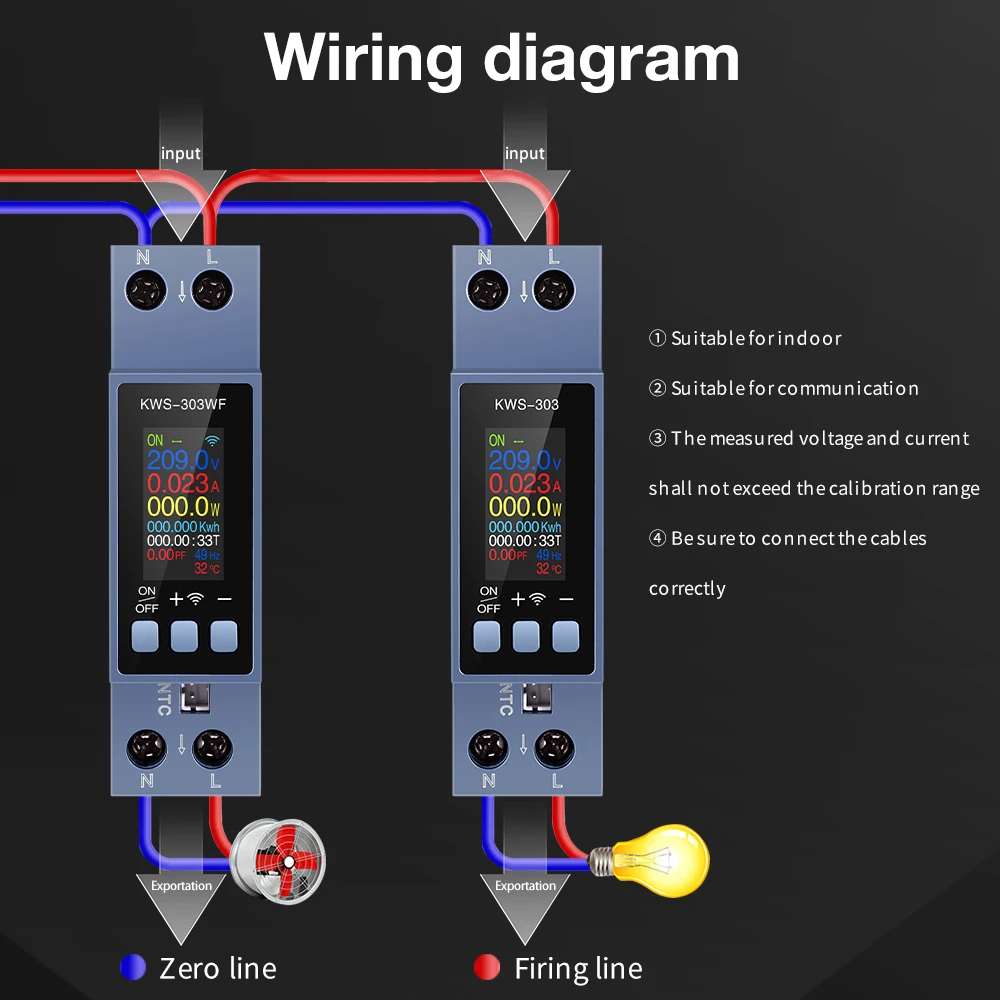 KWS-303 Power Meter 8 in1 Smart Switch AC 85-290V