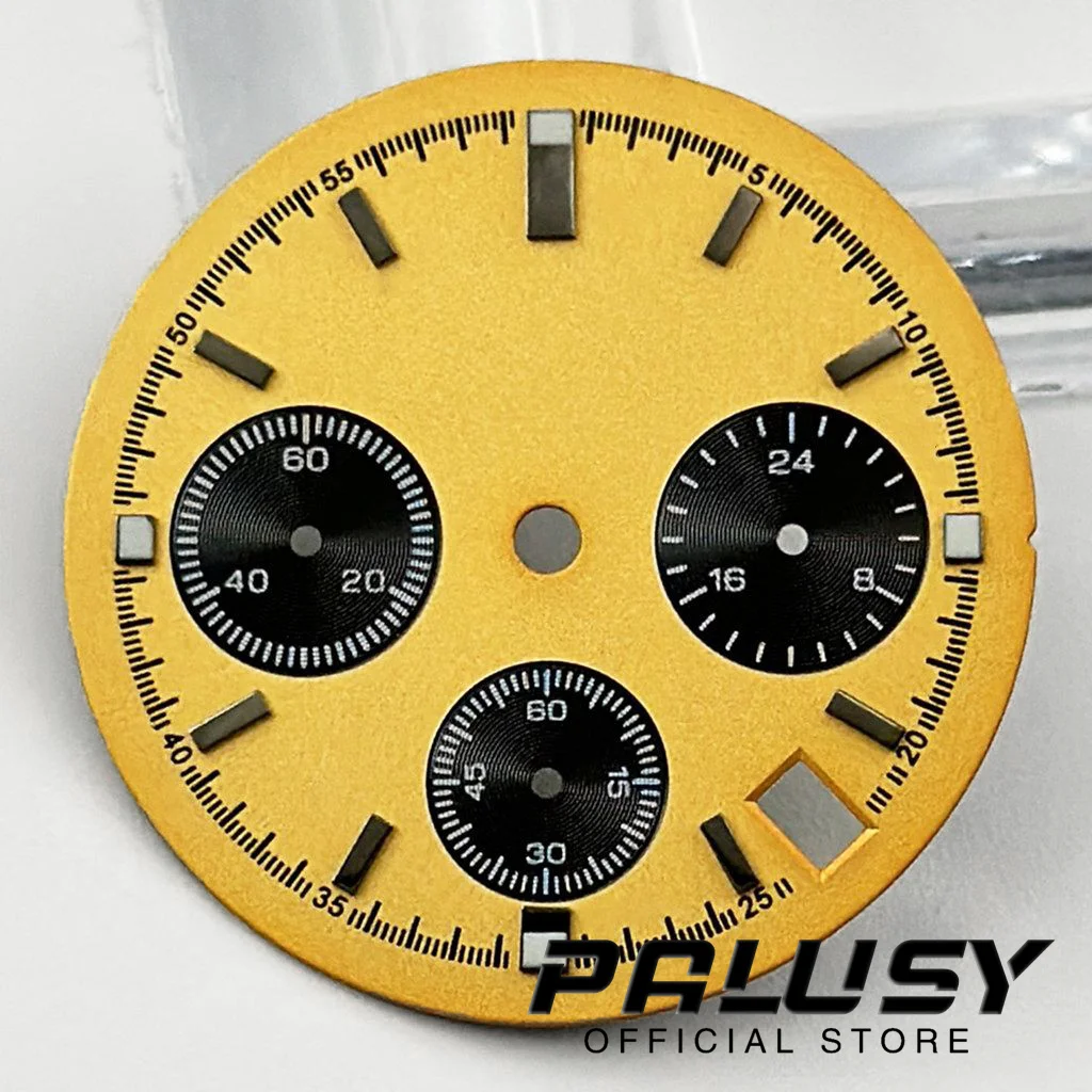 Vk63 30mm Sterile Orange Watch Dial Green Luminous Watch Face for VK63 VK63A Movement Replacement Parts