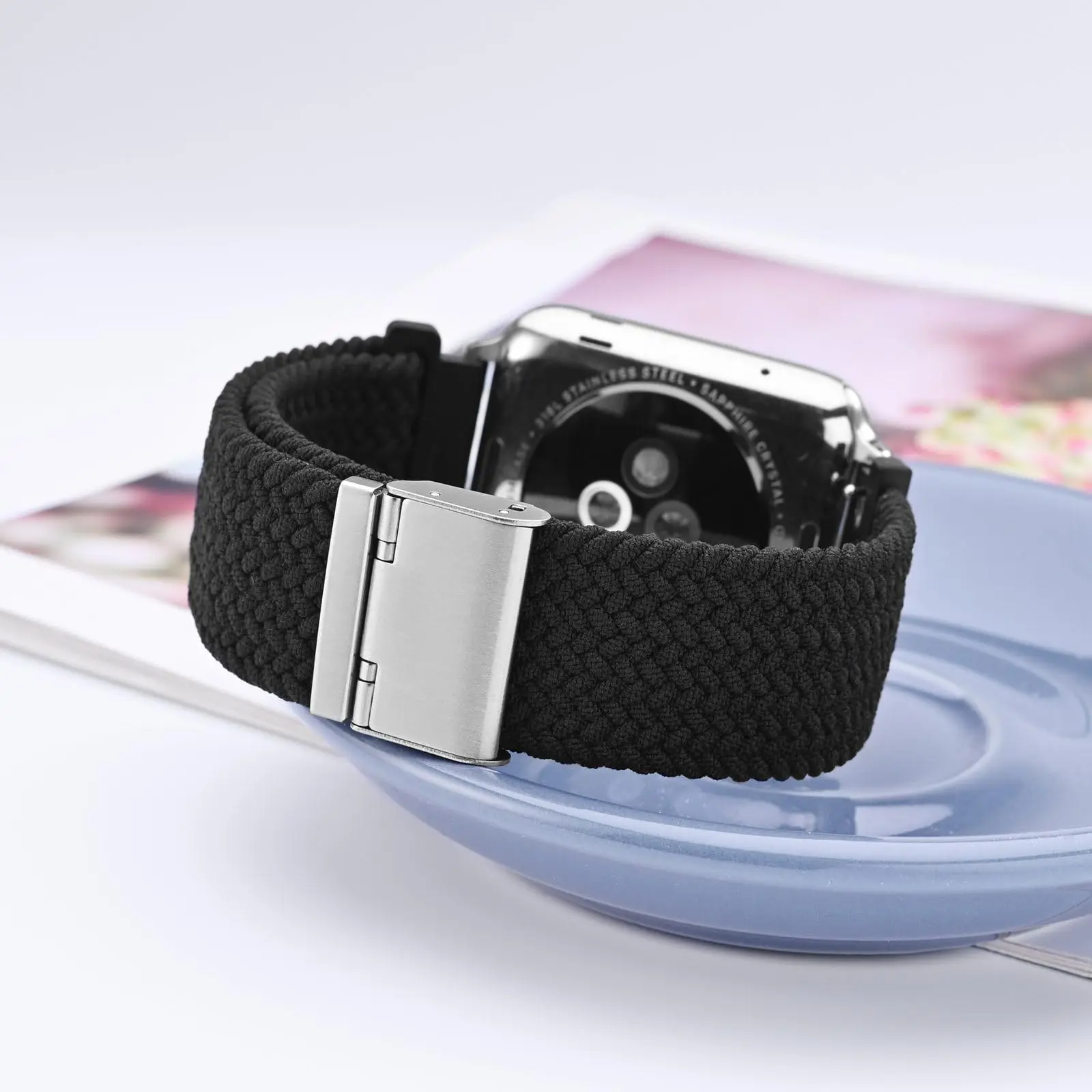 Braided Nylon Watch Band with Quick Release and Silver Stainless Steel Buckle, 20mm