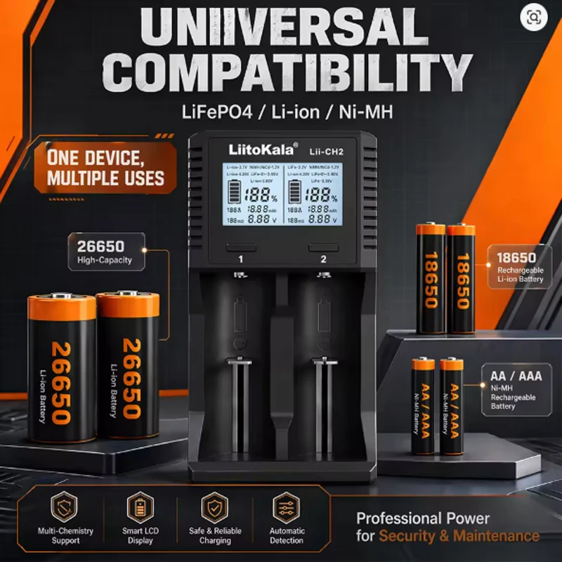 Caricabatterie Intelligente LiItoKala Lii-CH2 per Batterie Ricaricabili agli Ioni di Litio AA AAA da 1.5V - Image 3