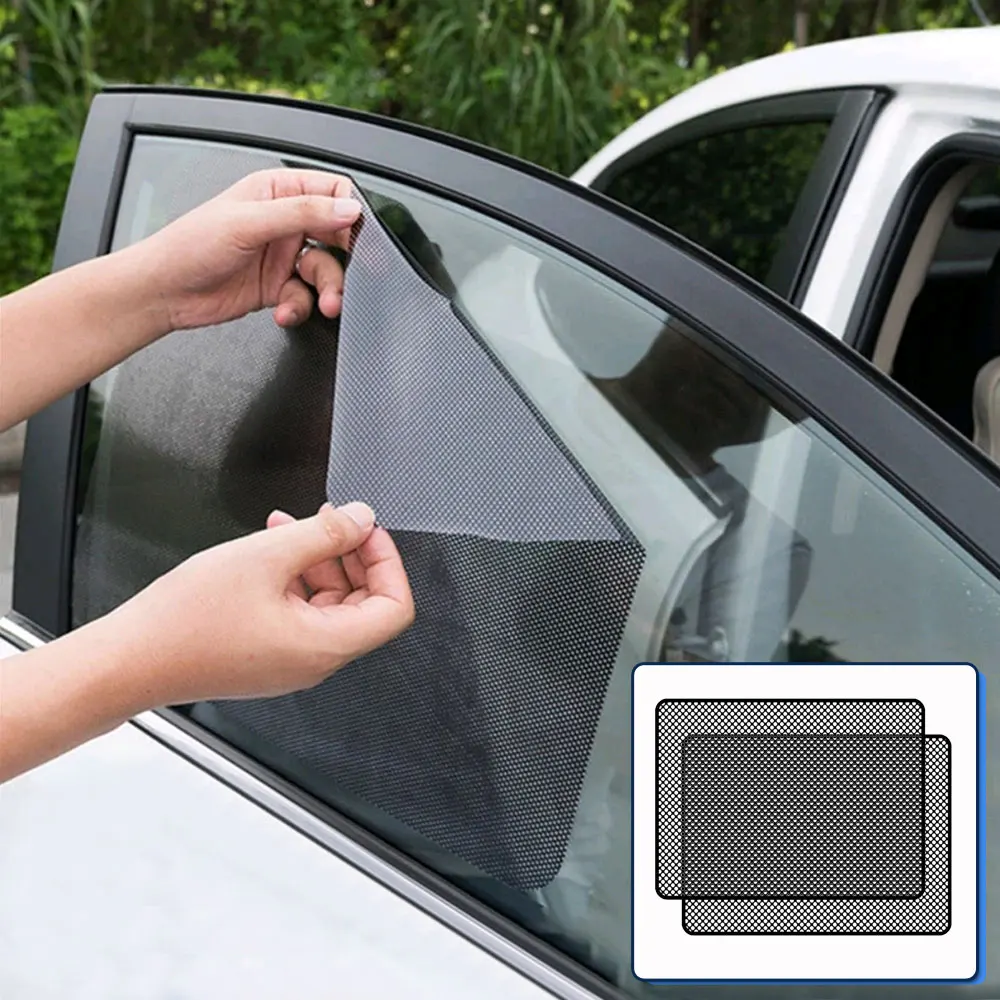 

2PCS Car Side Window Sun Shades Sun Protection Window Sunscreen Cover Black PVC Stickers Sunshade With Small Holes Car Curtain