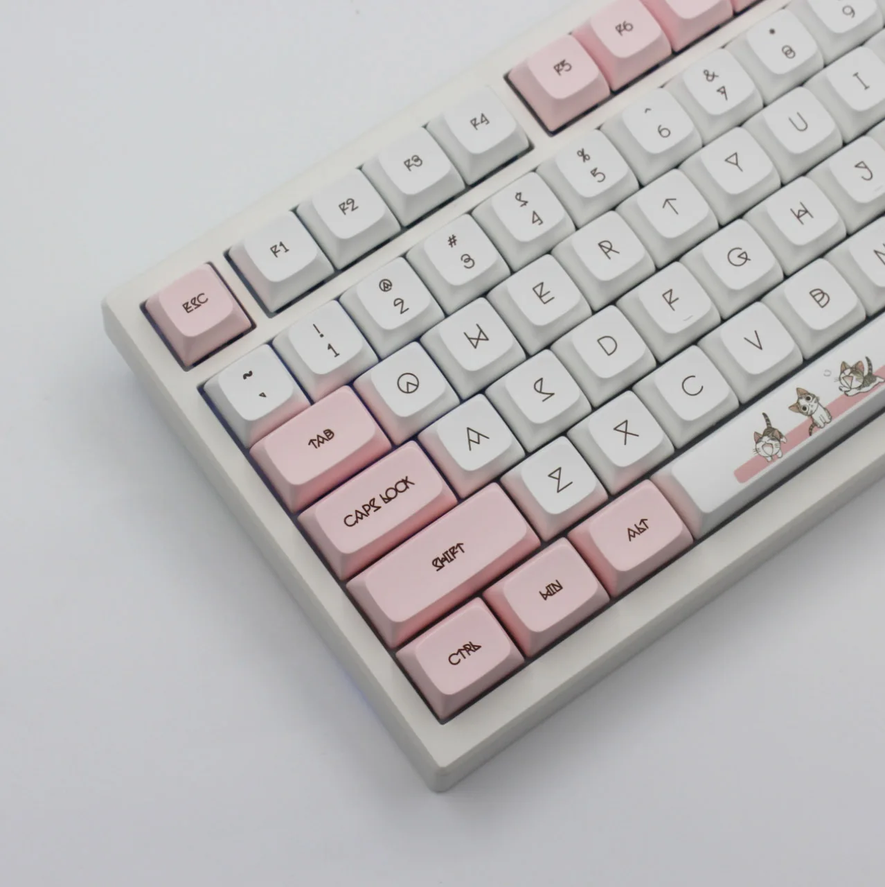 chaves de queijo gato xda perfil keycap para teclado de jogo mecânico cherry mx switch pbt keycaps rosa bonito tampões de chave