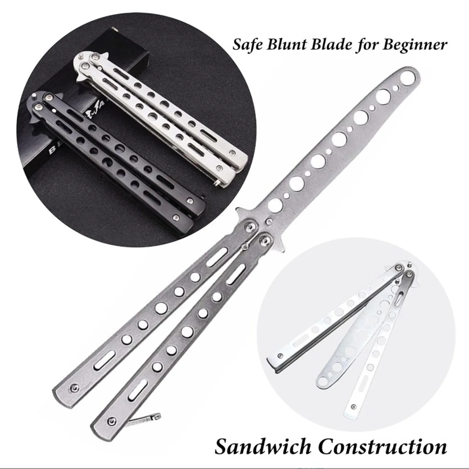 Arts Practice Portable Reversible Deformation Knife for Butter Fly Knife Training