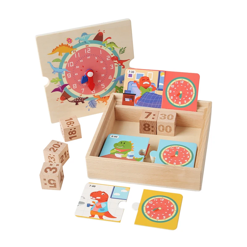 Wooden children's early education clock toys, time enlightenment, cognitive puzzles, educational toys, teaching aids 6