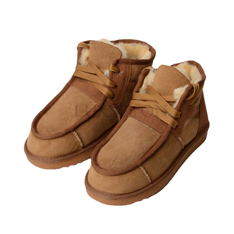 High Quality Men's Snow Boots Fashion Warm Winter Boots Men Sheepskin Shoes 100ï¼ Wool Natural Fur Genuine Leather Ankle Boots