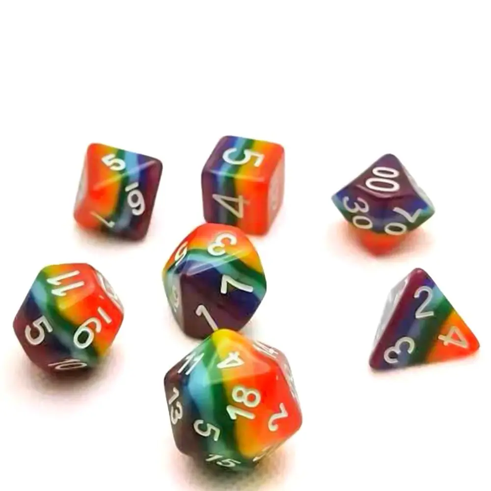 

7Pcs New Polyhedral Rainbow Dice Set Animal Game Dice For TRPG DND Accessories Polyhedral Dice For Board Card Game Math Games