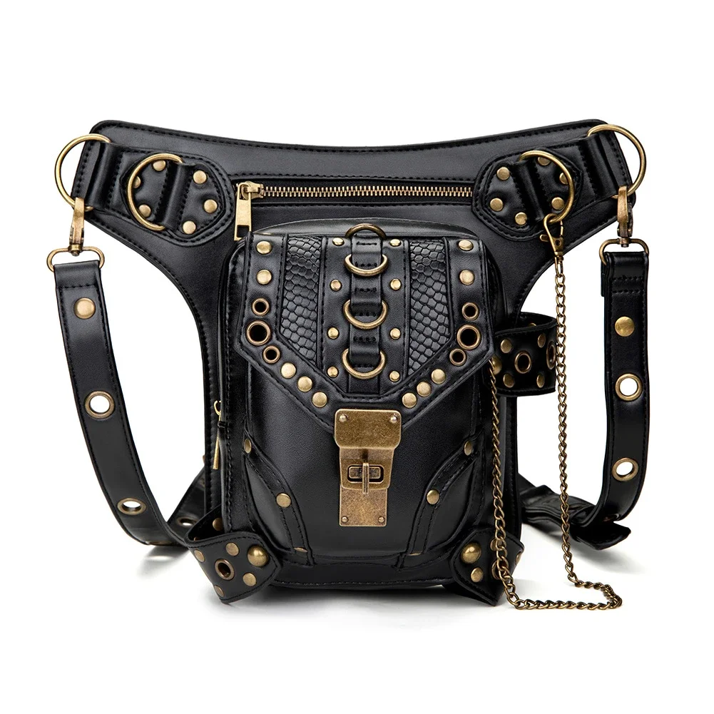 

Steampunk Rock Women Waist Leg Fanny Bag Belt Leather Men Bag Crossbody Motorcycle Thigh Hip Belt Pack Messenger Shoulder Bags