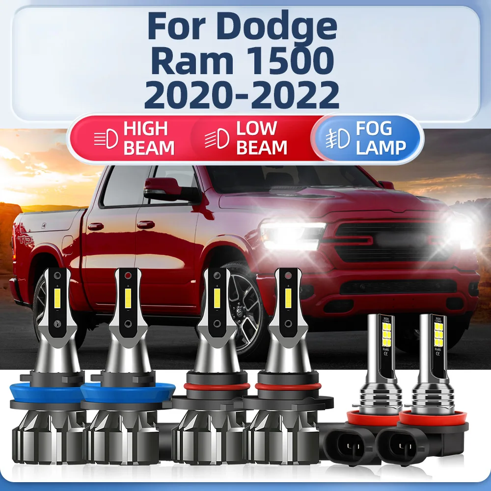 

360W LED Headlight Bulbs Canbus 60000LM Super Bright Car Headlamps 12V 6000K Fog Lights For Dodge Ram 1500 2020 2021 2022