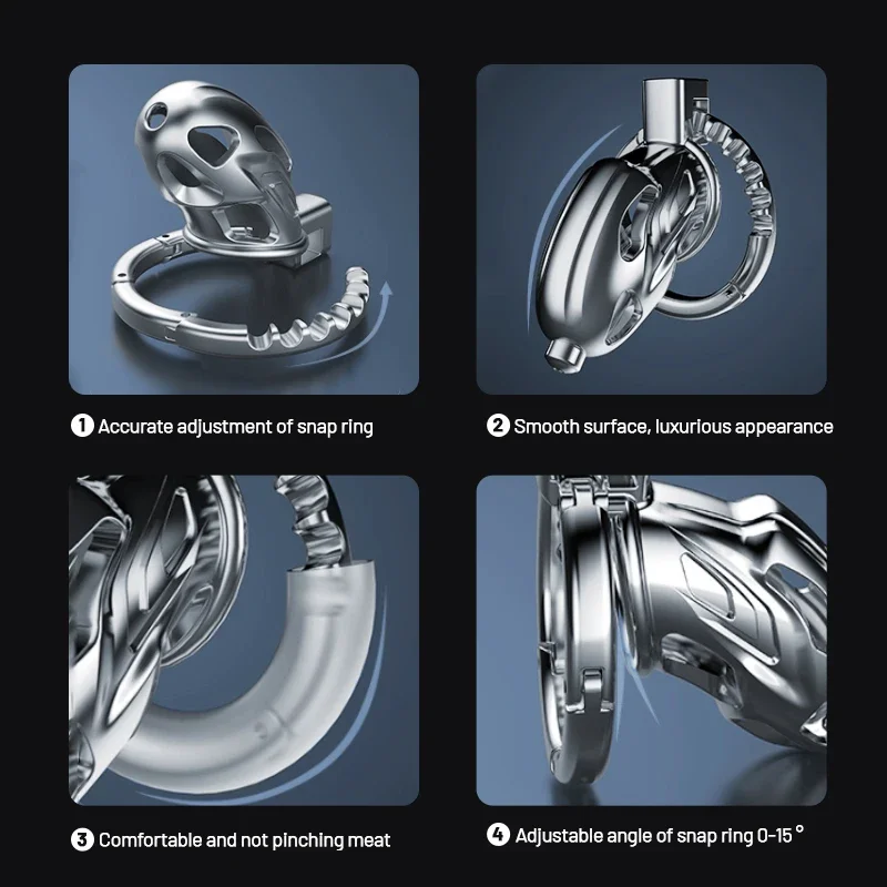 Penis Chastity Cage Metal One-Piece Adjustable 8 Sizes Invisible Lock CB Cock Cage SM Penis Urethra Lock