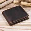 Vintage Men Wallet Genuine Leather Short Purse Wallet Men Small Slim Coin Purse Bifold Carteira Slim Male Coin Wallet Cowskin 1