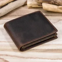 Vintage Men Wallet Genuine Leather Short Purse Wallet Men Small Slim Coin Purse Bifold Carteira Slim Male Coin Wallet Cowskin 1