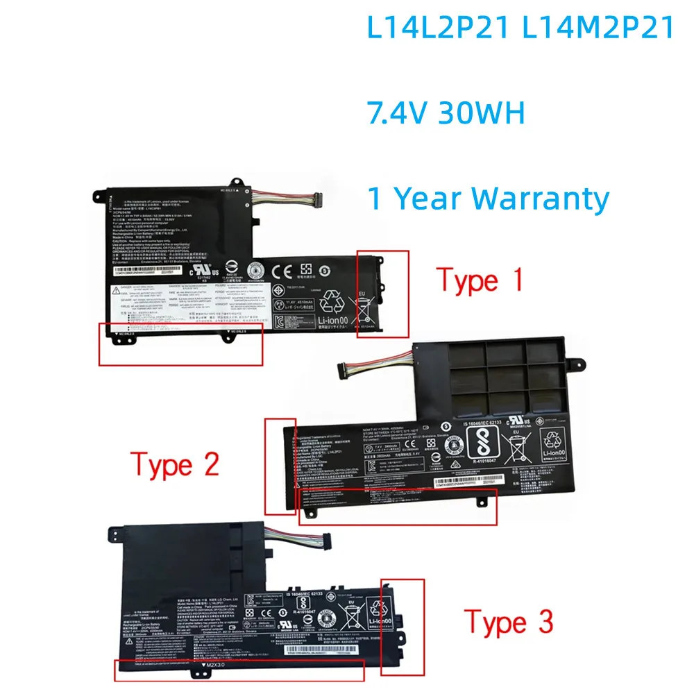 

L14L2P21 L14M2P21 7.4V 30WH Battery For Lenovo IdeaPad Flex3 300S 310S 330S Yoga 500 510S 520S 151BD 14ISK 15ISK 14IKB 15IKB S41