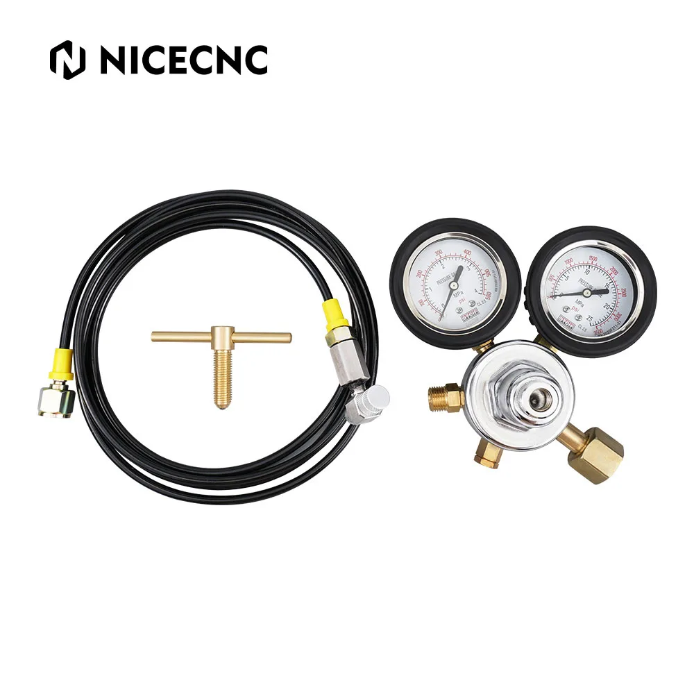 Nitrogen Regulator Shock Fill Tool Kit 8' Hose w/ No Loss Chuck For KTM