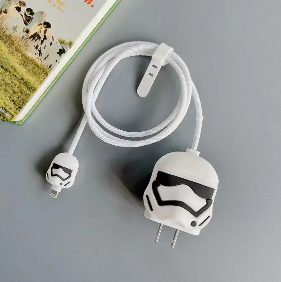 4Pcs/set Cable Protector for iPhone / iPad 18W/20W Charger Protection Cute Cartoon Protector Spring Cable Winder Accessories