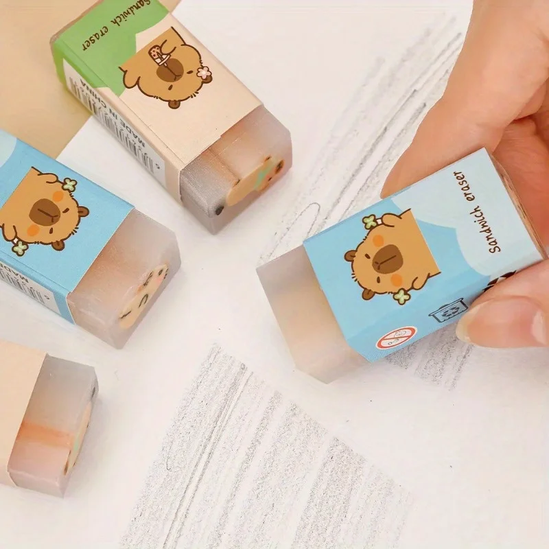 학생들을위한 10Pcs 크리 에이 티브 카피바라 지우개 재미있는 책상 문구 학생..
