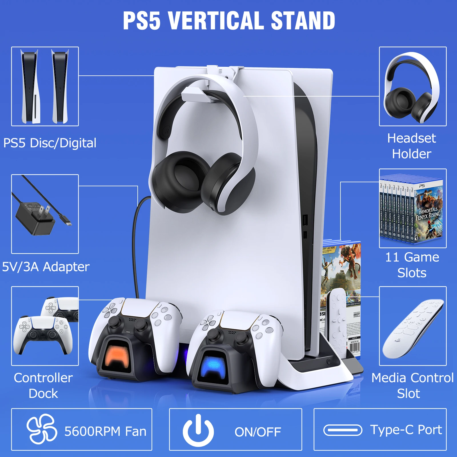【セット15000相当】PS5コントローラー（黒）、充電スタンド、冷却ファン PlayStation5 充電スタンド 冷却ファン付き – Mobile On Demand