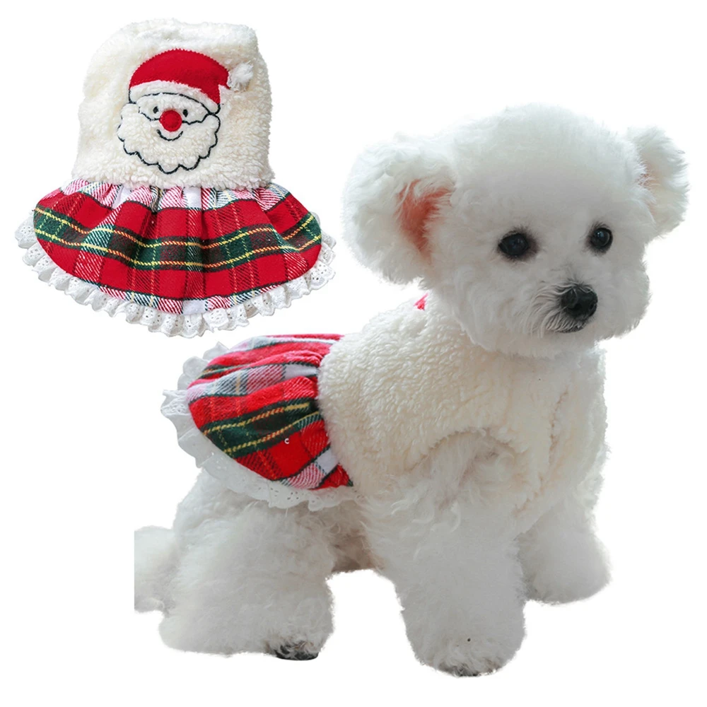 Dog Christmas Dress Warm Comfortable Pet Costume Skirt for Christmas Dog Supplies