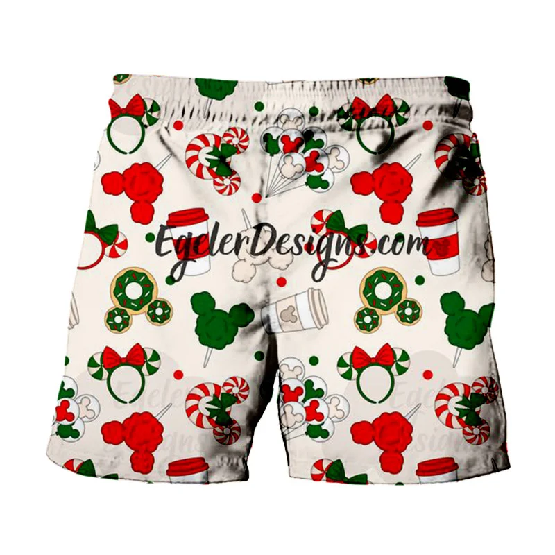 2024 Christmas New Disney Brand Mickey And Minnie Anime Print Summer Men's Fashion Beach Party Casual Shorts Y2K 2