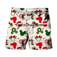 2024 Christmas New Disney Brand Mickey And Minnie Anime Print Summer Men's Fashion Beach Party Casual Shorts Y2K 2