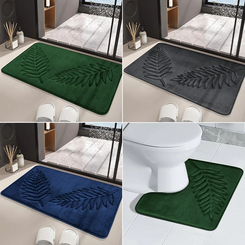 Memory Foam Bath Mat Anti-slip Door Mat Extra Soft Non-Slip Quick Dry Comfortable Absorbent Toilet Mat Bathroom Rug For Home 6