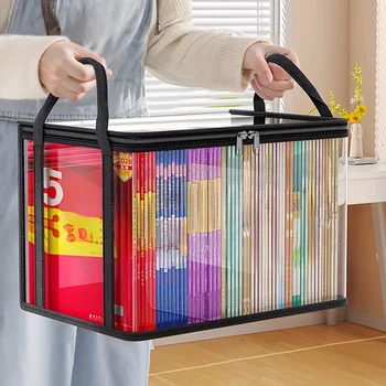 1pc Clear PVC Storage Bags with Flip-Top Lid & Viewing Window - Stackable Organizer Box, Heavy-Duty Transparent Storage Bags