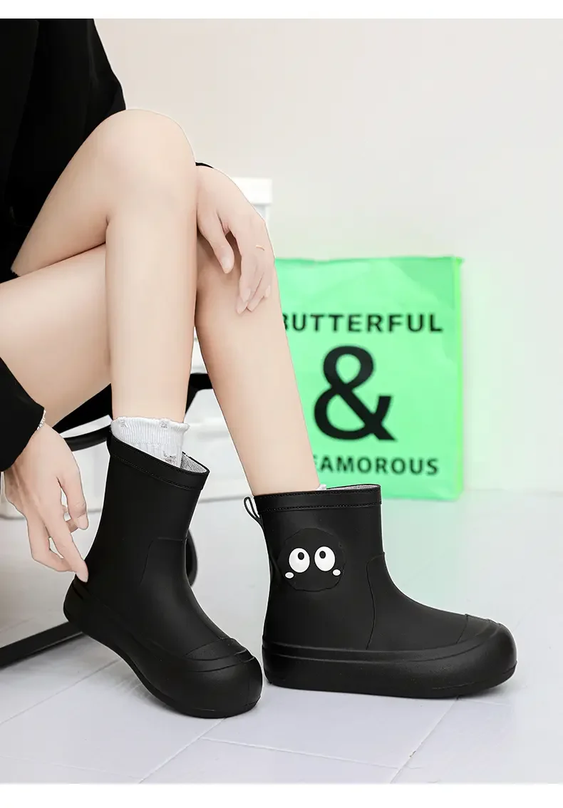 NEW Women's High Top Cover Foot Rain Shoes Thick Bottom Non Slip Waterproof Oil Resistant Kitchen work Shoes Water Shoes