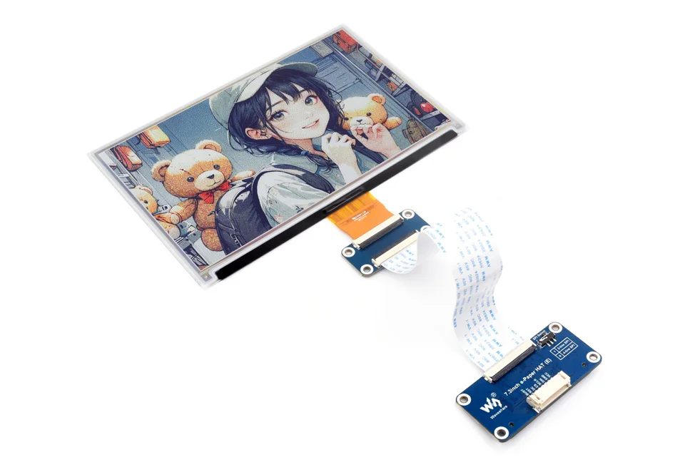 7.3inch E Ink Spectra 6 (E6) Full color E-Paper Display Module, front view