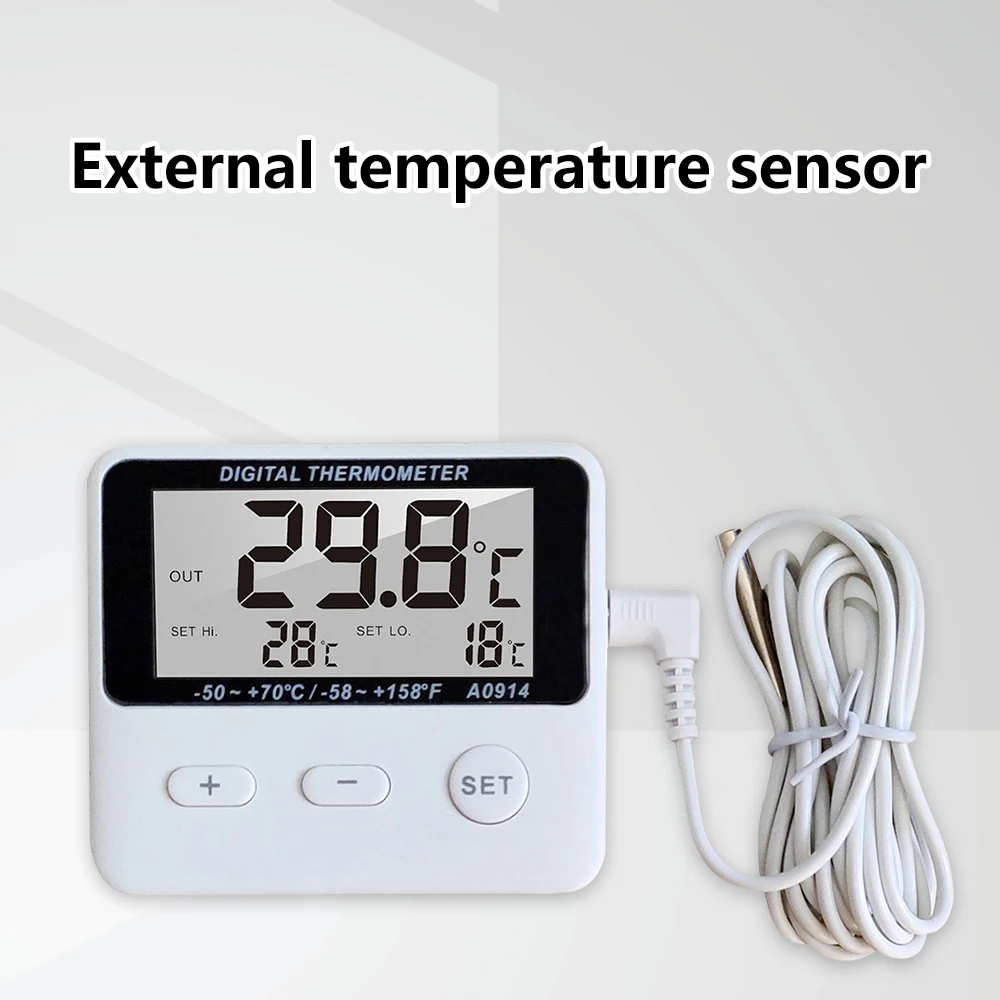 Termómetro Digital Nano Con Pantalla LED Y Sonda - Para Medir Temperatura De Piscina, Acuario O Agua, Blanco