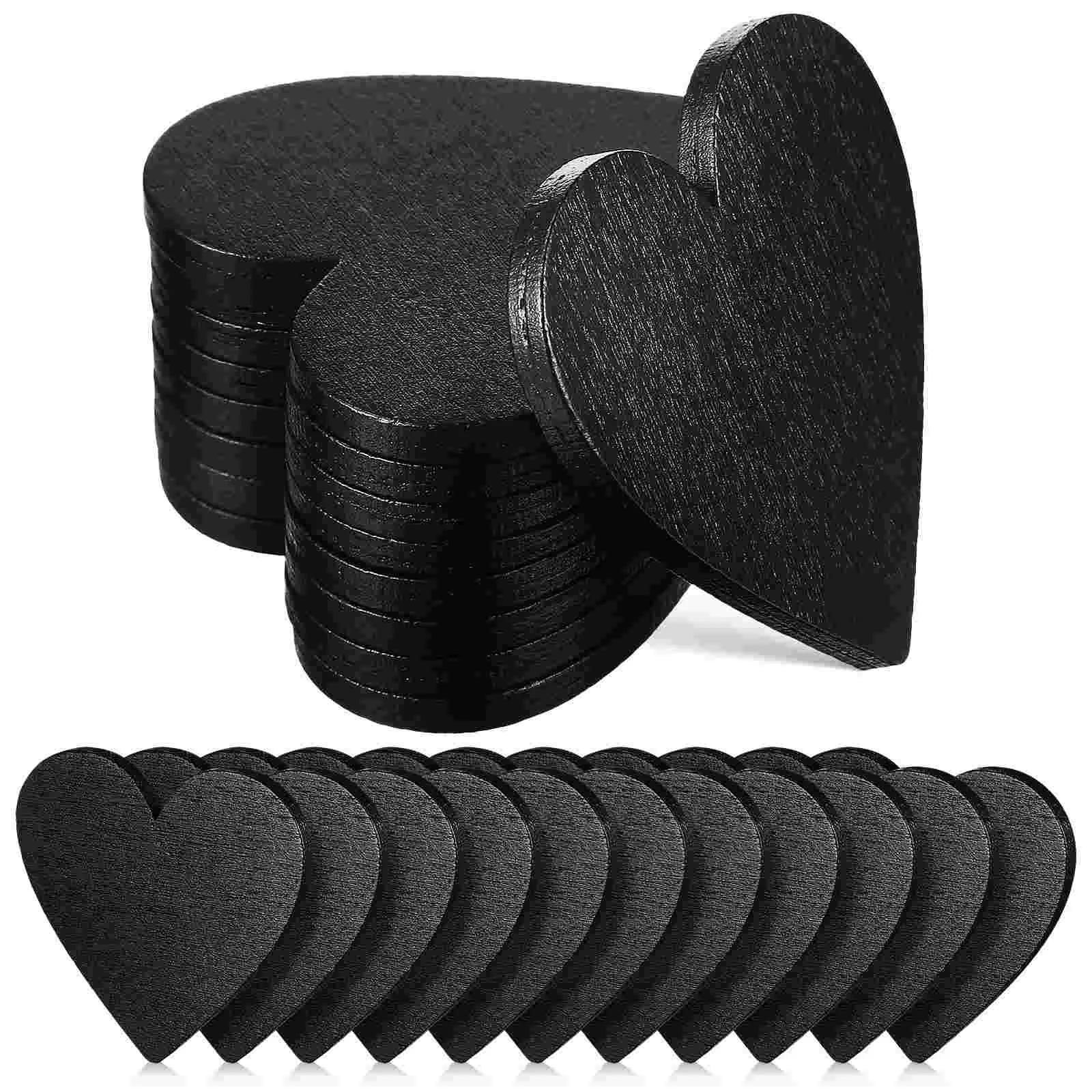 

20 Pcs Heart Shaped Blackboard Wedding Decor Wood Love-heart Label Embellishments Wooden Hearts for Crafting Small Discs Shapes