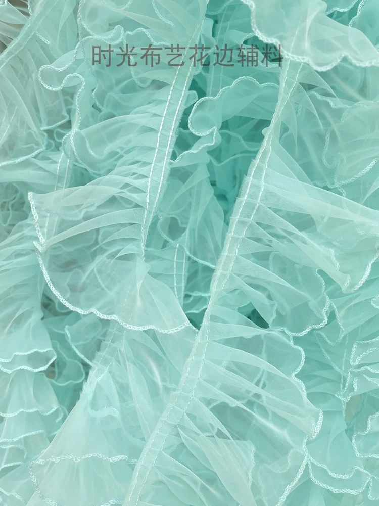 Tulle Mesh 3D Pleated Lace Fabric, Dolls Dress Collar, Frilled