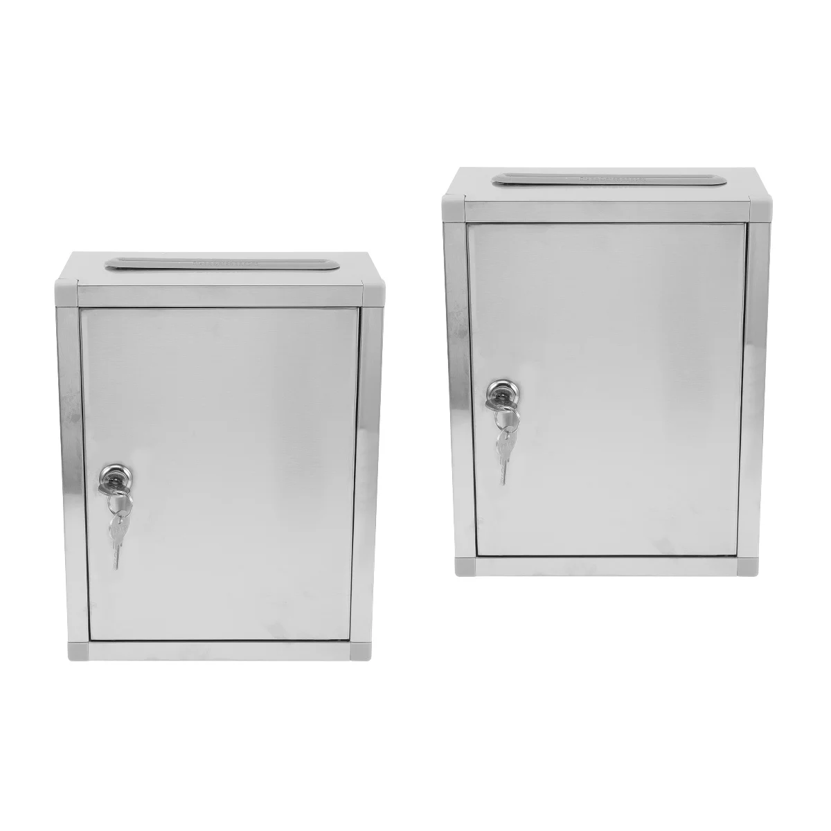 

2pcs Wall Drop Box Donation Ballot Box with Lock Mailbox Letter Post Box Complaint Suggestion Comment Box Stainless Steel for