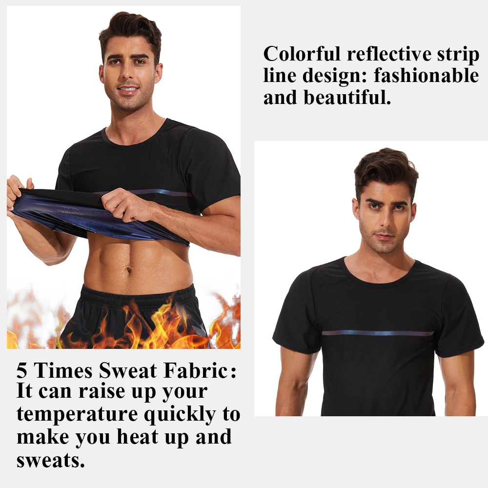 LAZAWG Men Sauna T-Shirt  Short Sleeve Sweat Top for Everyday Weight Loss Workout Rapid Sweating Body Shaper Fitness  Sport Gym