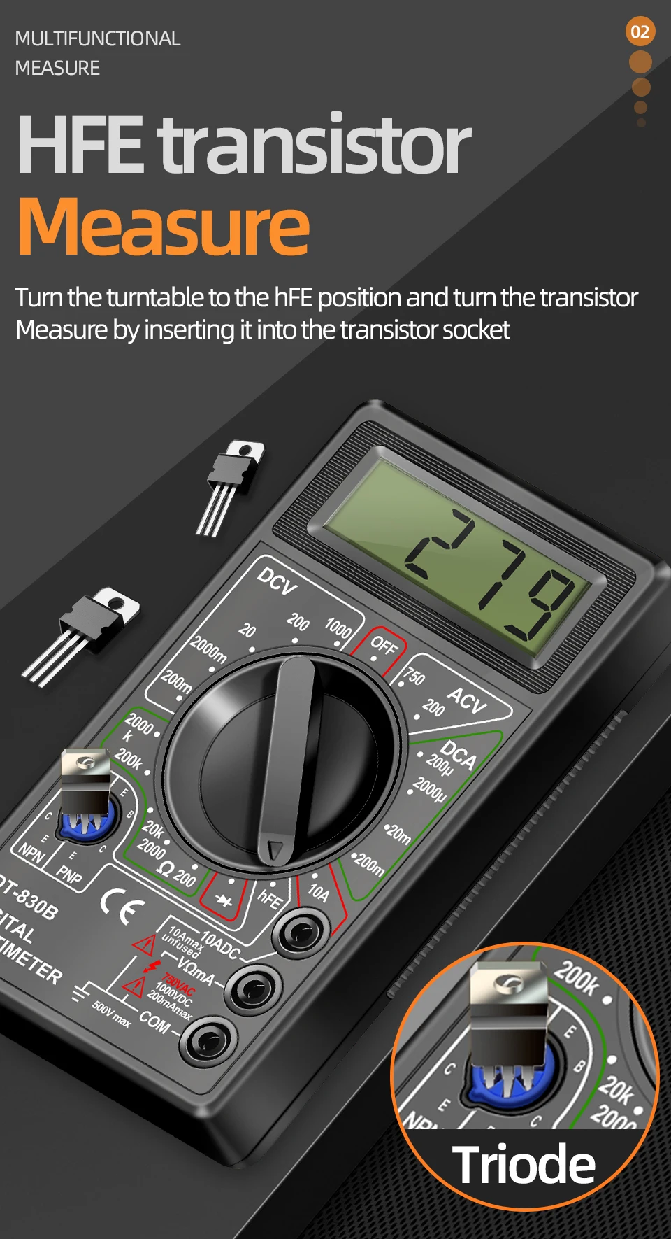 Description Picture 6 of itemANENG DT830B Multimeter Tester Handheld Multimetre Digital Multimeters Professional Multi Meter Multimetro Ohm Maltimeter Tools