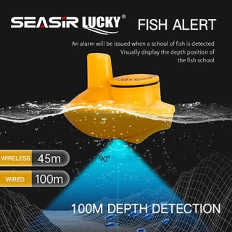 Portable Fish Finder Fishing Sonar Sounder Alarm Transducer 0.7-100m Fishing Echo Sounder