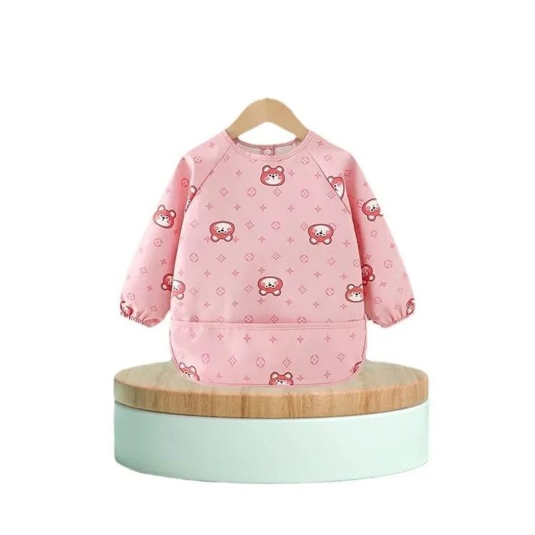 Waterproof Oil-resistant Long-sleeve Baby Apron Feeding Smock Child Cover-up Antiwear Infant Overalls Cuisine Smock Children