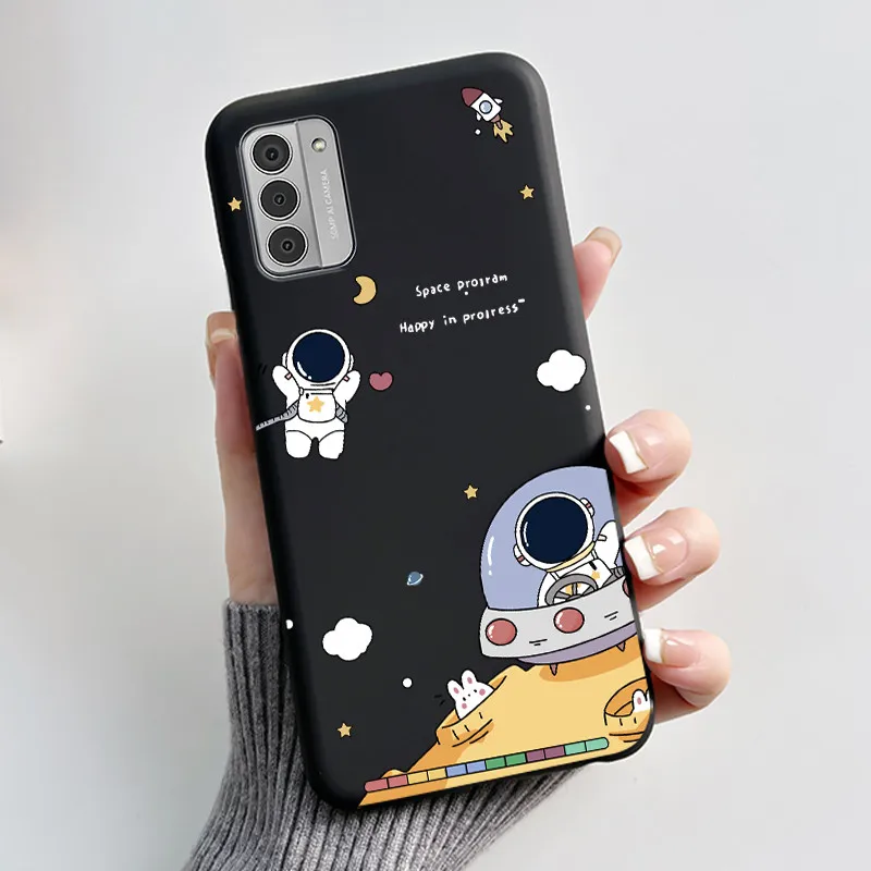 Silicone Soft Black Aesthetic Cute Cat Astronaut Phone Case Bumper Shell