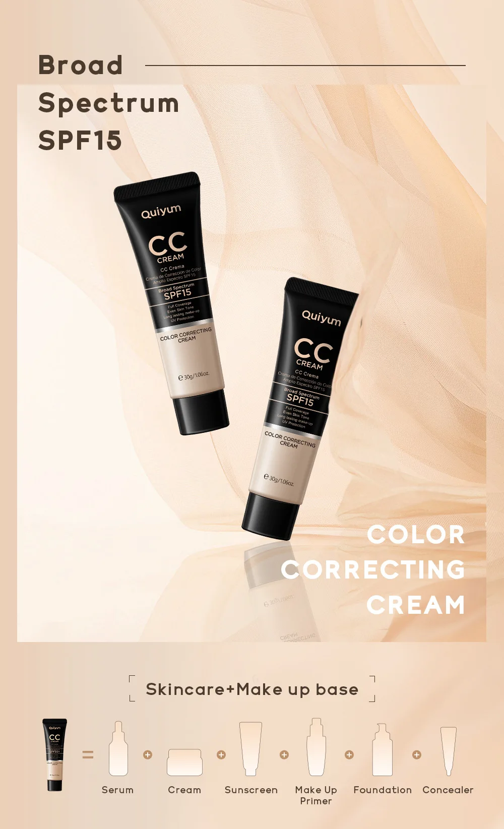 CC Cream Covers Acne and Long-lasting Makeup To Prevent UV Rays To Improve Uneven Skin