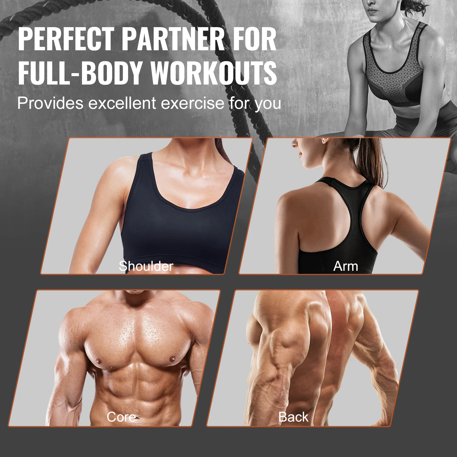 VEVOR Battle Rope 1.5 Inch Diameter 30Ft Length for Home Gym Body Workout Core Strength Training Muscle Building Fitness 5