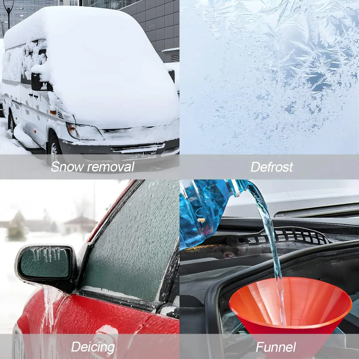 Car Winter Ice Scrapers Snow Removal Tool Funnel Defrost Scrape Cleaning for Car Windshield Glasses Windows Exterior Accessories