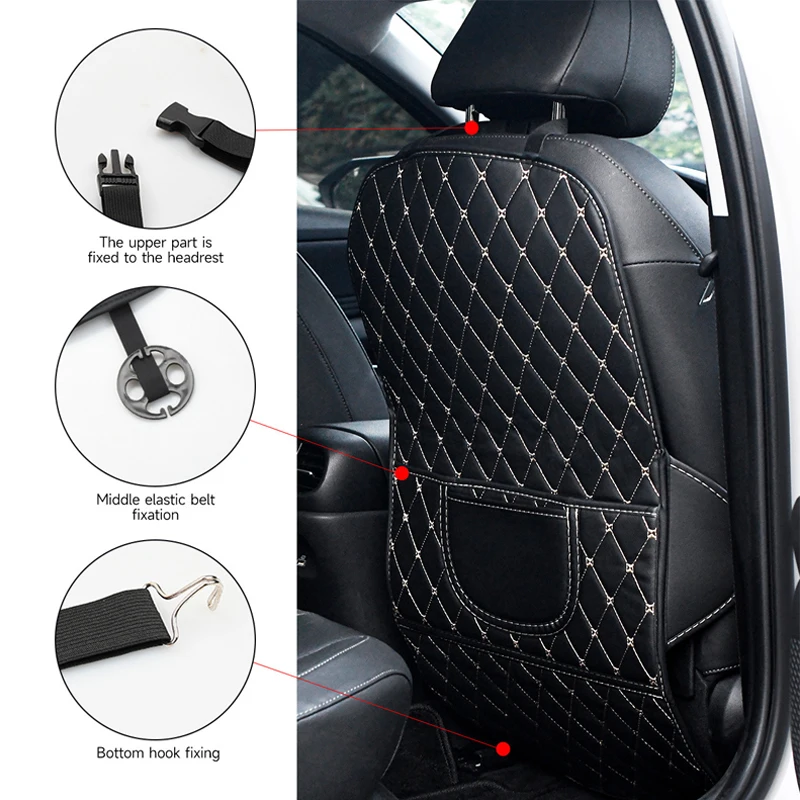 Car Seat Protector Universal Car Anti-Kick Mats PU Leather Auto Seat Back Protector Cover For Children Car Back Seat Anti-Dirty Pad Accessory