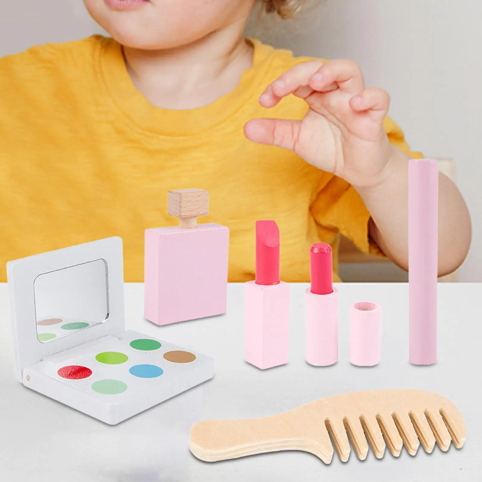 

6x Wooden Makeup Toy Set Development Toy Wooden Beauty Salon Learning Activities for Birthday Gift Party Favors Children